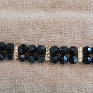 Fashion Black Beaded With CZ Stone Accented Bracelet
